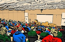Cartoon-ized version of original lecture hall photo. Author: User Xbxg32000. Source: https://commons.wikimedia.org/wiki/File:5th_Floor_Lecture_Hall_(cartoon).jpg